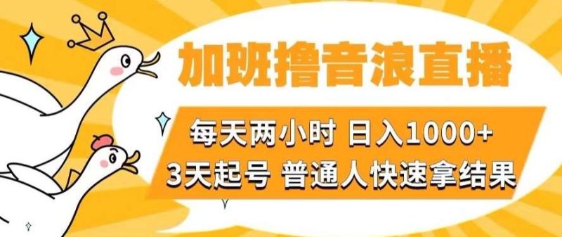 加班撸音浪直播，每天两小时，日入1000+，直播话术才3句，3天起号，普通人快速拿结果【揭秘】网赚项目-副业赚钱-互联网创业-独家轻创IP星泽云创