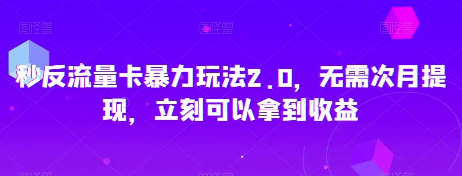 秒反流量卡暴力玩法2.0，无需次月提现，立刻可以拿到收益【揭秘】网赚项目-副业赚钱-互联网创业-独家轻创IP星泽云创
