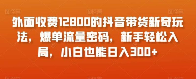 外面收费12800的抖音带货新奇玩法，爆单流量密码，新手轻松入局，小白也能日入300+【揭秘】网赚项目-副业赚钱-互联网创业-独家轻创IP星泽云创