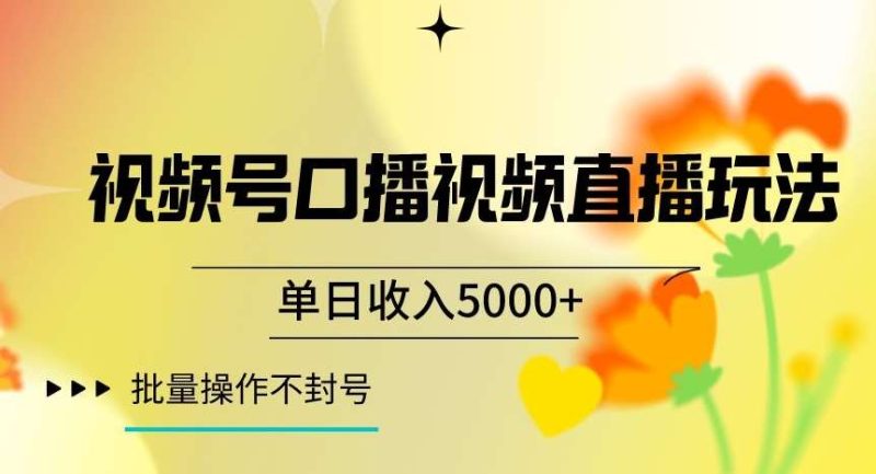 视频号囗播视频直播玩法，单日收入5000+，批量操作不封号【揭秘】网赚项目-副业赚钱-互联网创业-独家轻创IP星泽云创