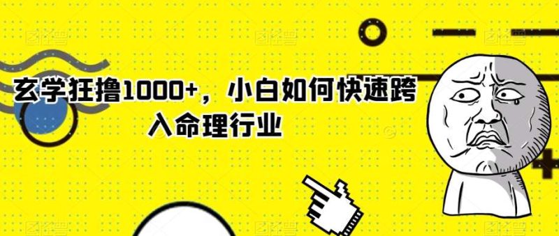 玄学狂撸1000+，小白如何快速跨入命理行业【揭秘】网赚项目-副业赚钱-互联网创业-独家轻创IP星泽云创