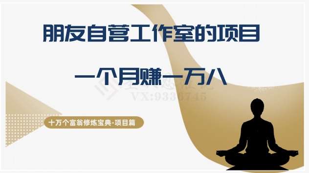 十万个富翁修炼宝典之16.朋友自营工作室的项目，一个月赚一万八网赚项目-副业赚钱-互联网创业-独家轻创IP星泽云创