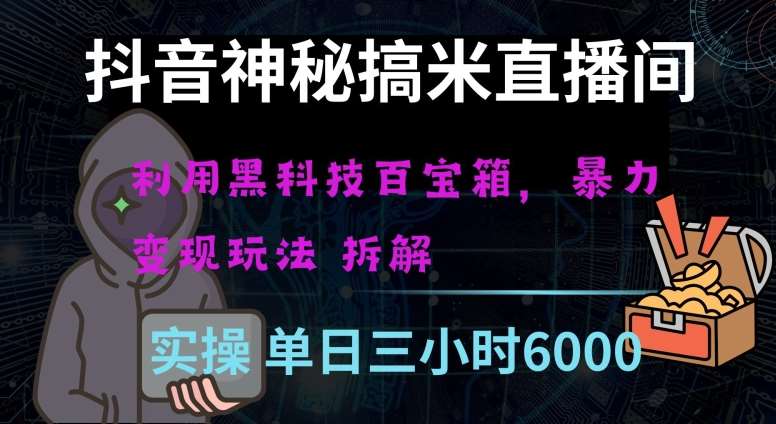 抖音神秘直播间黑科技日入四位数及格暴力项目全方位解读【揭秘】网赚项目-副业赚钱-互联网创业-独家轻创IP星泽云创