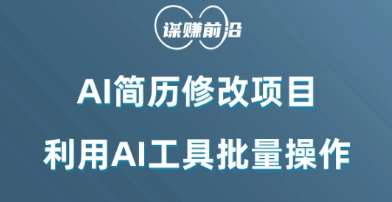 AI简历修改项目，利用AI工具批量化操作，小白轻松日200+网赚项目-副业赚钱-互联网创业-独家轻创IP星泽云创