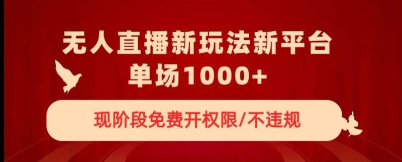无人直播新平台新玩法，现阶段免费开授权，不违规，单场收入1000+【揭秘】网赚项目-副业赚钱-互联网创业-独家轻创IP星泽云创