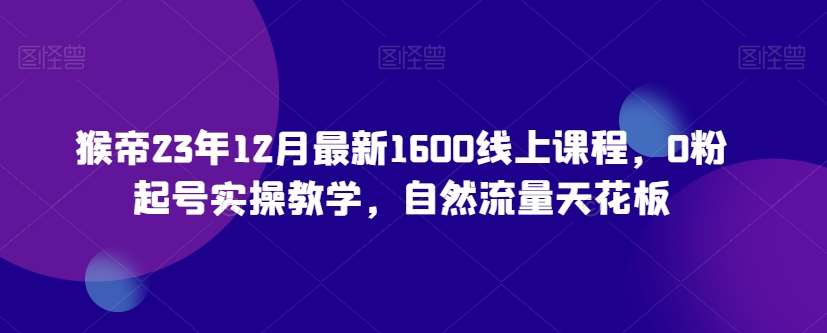 猴帝23年12月最新1600线上课程，0粉起号实操教学，自然流量天花板网赚项目-副业赚钱-互联网创业-独家轻创IP星泽云创
