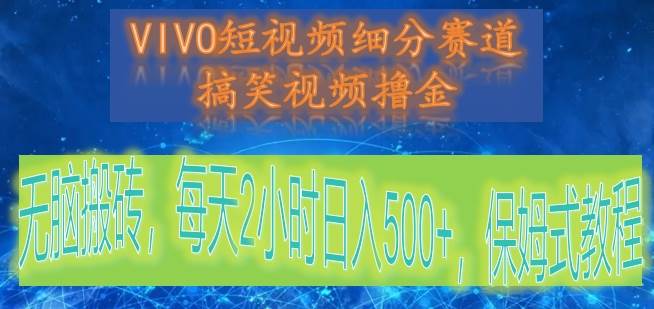 VIVO短视频细分赛道，搞笑视频撸金，无脑搬砖，每天2小时日入500+，保姆式教程网赚项目-副业赚钱-互联网创业-独家轻创IP星泽云创