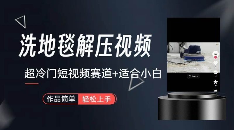 超冷门抖音赛道-清洗地毯解压视频-简单无脑怼作品网赚项目-副业赚钱-互联网创业-独家轻创IP星泽云创