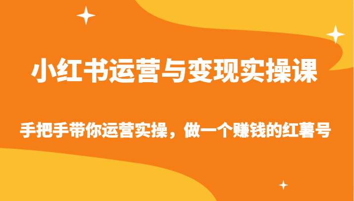 小红书运营与变现实操课-手把手带你运营实操，做一个赚钱的红薯号网赚项目-副业赚钱-互联网创业-独家轻创IP星泽云创