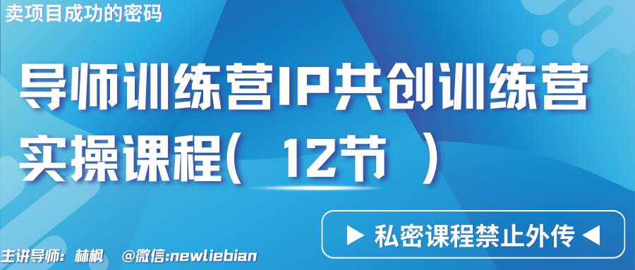 导师训练营3.0IP共创训练营私密实操课程（12节）-卖项目的密码成功秘诀网赚项目-副业赚钱-互联网创业-独家轻创IP星泽云创
