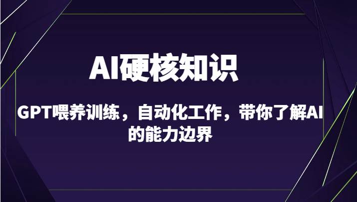 AI硬核知识-GPT喂养训练，自动化工作，带你了解AI的能力边界（10节课）网赚项目-副业赚钱-互联网创业-独家轻创IP星泽云创
