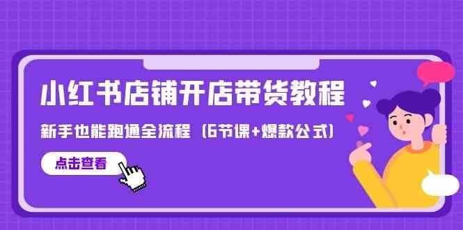 最新小红书店铺开店带货教程，新手也能跑通全流程（6节课+爆款公式）网赚项目-副业赚钱-互联网创业-独家轻创IP星泽云创