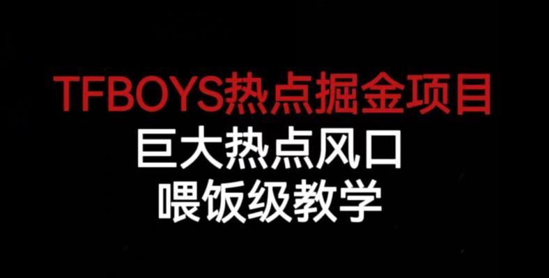 TFBOYS热点掘金项目，巨大热点风口，喂饭级教学网赚项目-副业赚钱-互联网创业-独家轻创IP星泽云创