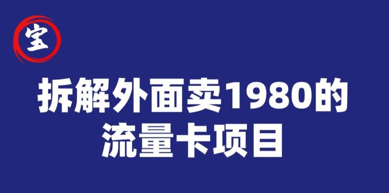 宝哥拆解外面卖1980手机流量卡项目，0成本无脑推广网赚项目-副业赚钱-互联网创业-独家轻创IP星泽云创