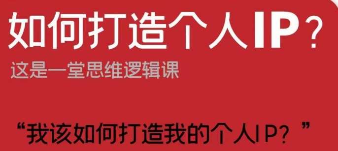 如何打造个人IP？这是一堂思维逻辑课“我该如何打造我的个人IP？”网赚项目-副业赚钱-互联网创业-独家轻创IP星泽云创