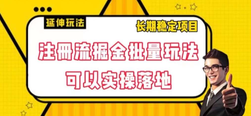 注册流掘金批量玩法，可以实操落地【揭秘】网赚项目-副业赚钱-互联网创业-独家轻创IP星泽云创