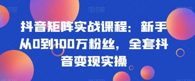 抖音矩阵实战课程：新手从0到100万粉丝，全套抖音变现实操网赚项目-副业赚钱-互联网创业-独家轻创IP星泽云创
