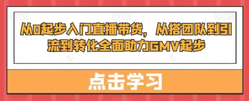 从0起步入门直播带货,从搭团队到引流到转化全面助力GMV起步网赚项目-副业赚钱-互联网创业-独家轻创IP星泽云创