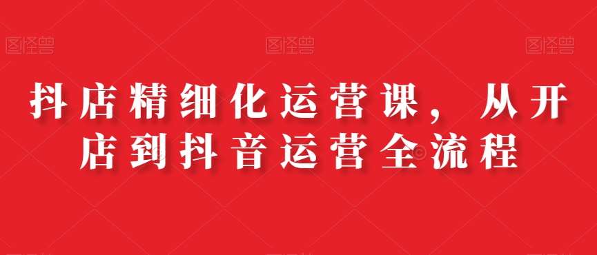 抖店精细化运营课，从开店到抖音运营全流程网赚项目-副业赚钱-互联网创业-独家轻创IP星泽云创