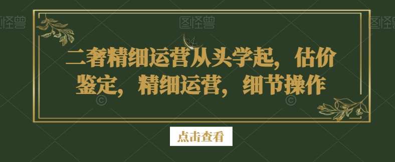 二奢精细运营从头学起，估价鉴定，精细运营，细节操作网赚项目-副业赚钱-互联网创业-独家轻创IP星泽云创