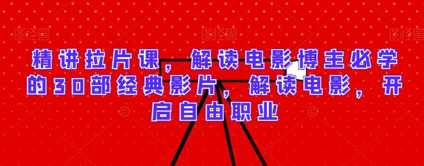 精讲拉片课，解读电影博主必学的30部经典影片，解读电影，开启自由职业网赚项目-副业赚钱-互联网创业-独家轻创IP星泽云创