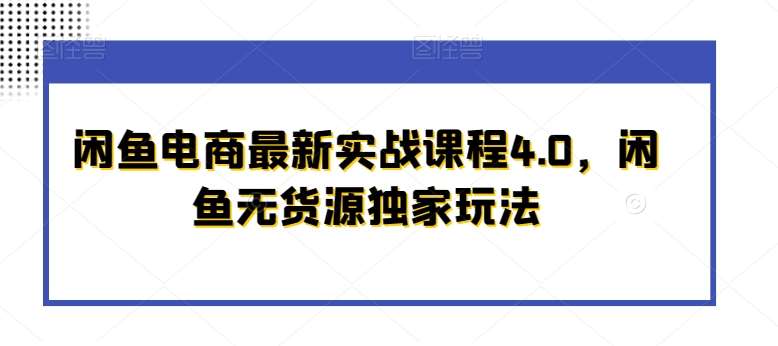 闲鱼电商最新实战课程4.0，闲鱼无货源独家玩法网赚项目-副业赚钱-互联网创业-独家轻创IP星泽云创