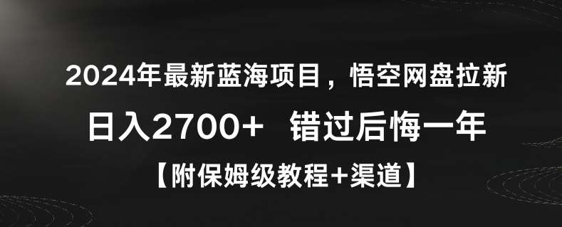 2024年最新蓝海项目，悟空网盘拉新，日入2700+错过后悔一年【附保姆级教程+渠道】【揭秘】网赚项目-副业赚钱-互联网创业-独家轻创IP星泽云创