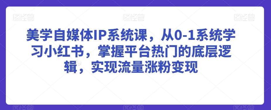 美学自媒体IP系统课，从0-1系统学习小红书，掌握平台热门的底层逻辑，实现流量涨粉变现网赚项目-副业赚钱-互联网创业-独家轻创IP星泽云创