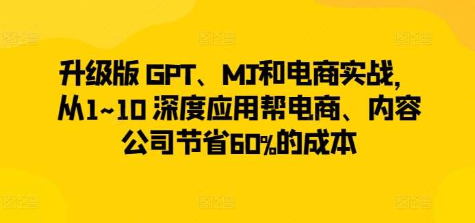 升级版 GPT、MJ和电商实战，从1~10 深度应用帮电商、内容公司节省60%的成本网赚项目-副业赚钱-互联网创业-独家轻创IP星泽云创