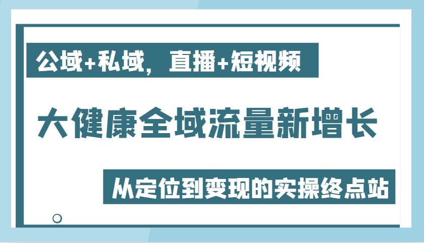 大健康全域流量新增长6.0，公域+私域，直播+短视频，从定位到变现的实操终点站网赚项目-副业赚钱-互联网创业-独家轻创IP星泽云创