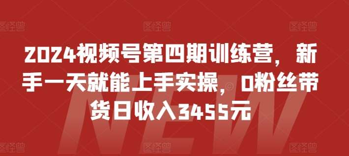 2024视频号第四期训练营，新手一天就能上手实操，0粉丝带货日收入3455元网赚项目-副业赚钱-互联网创业-独家轻创IP星泽云创