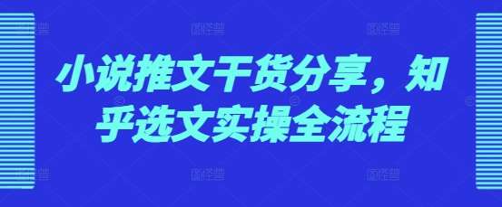 小说推文干货分享，知乎选文实操全流程网赚项目-副业赚钱-互联网创业-独家轻创IP星泽云创