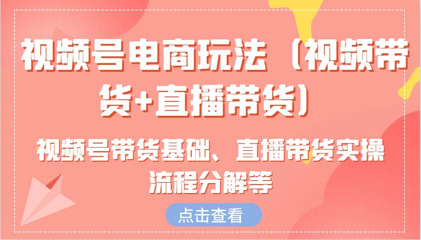 视频号电商玩法（视频带货+直播带货）含视频号带货基础、直播带货实操流程分解等网赚项目-副业赚钱-互联网创业-独家轻创IP星泽云创