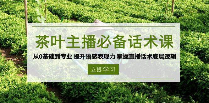 茶叶主播必备话术课 从0基础到专业 提升语感表现力 掌握直播话术底层逻辑网赚项目-副业赚钱-互联网创业-独家轻创IP星泽云创