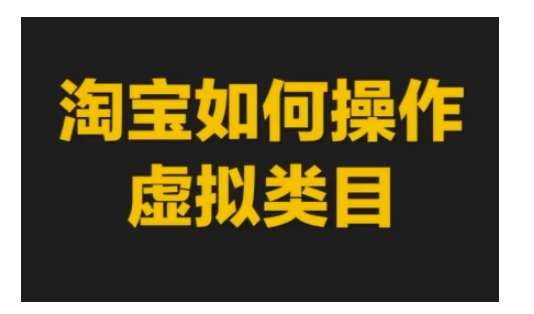 淘宝如何操作虚拟类目，淘宝虚拟类目玩法实操教程网赚项目-副业赚钱-互联网创业-独家轻创IP星泽云创
