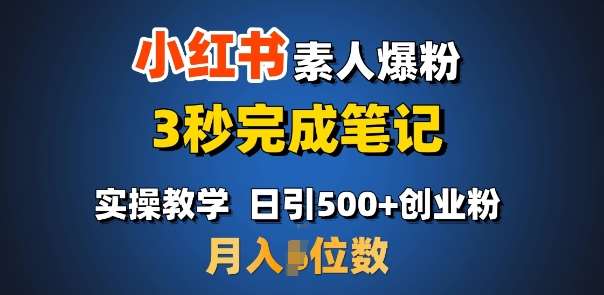 首推：小红书素人爆粉，3秒完成笔记，日引500+月入过W网赚项目-副业赚钱-互联网创业-独家轻创IP星泽云创