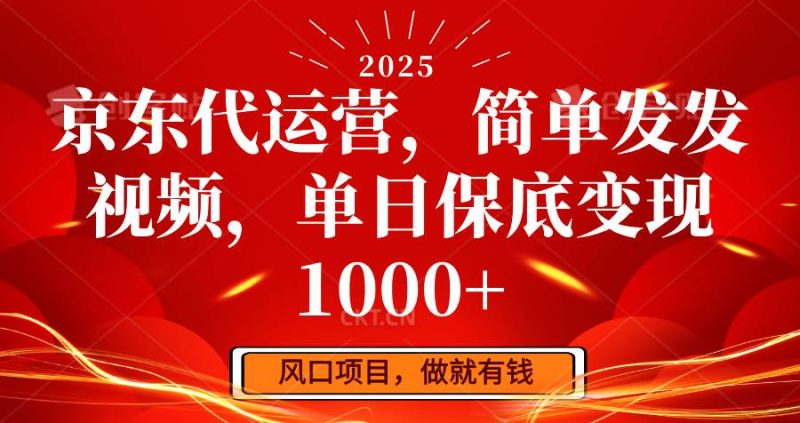 京东代运营，简单发发视频，单日保底变现1000+网赚项目-副业赚钱-互联网创业-独家轻创IP星泽云创