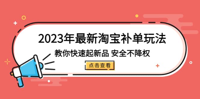 2023年最新淘宝补单玩法，教你快速起·新品，安全·不降权（18课时）网赚项目-副业赚钱-互联网创业-独家轻创IP星泽云创