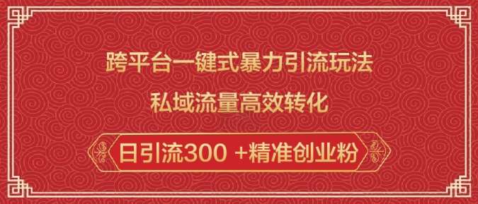 跨平台一键式暴力引流玩法，私域流量高效转化日引流300 +精准创业粉网赚项目-副业赚钱-互联网创业-独家轻创IP星泽云创