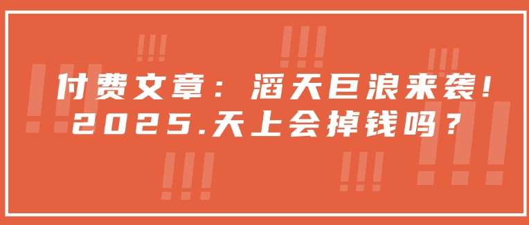 付费文章：滔天巨浪来袭！2025天上会掉钱吗？网赚项目-副业赚钱-互联网创业-独家轻创IP星泽云创
