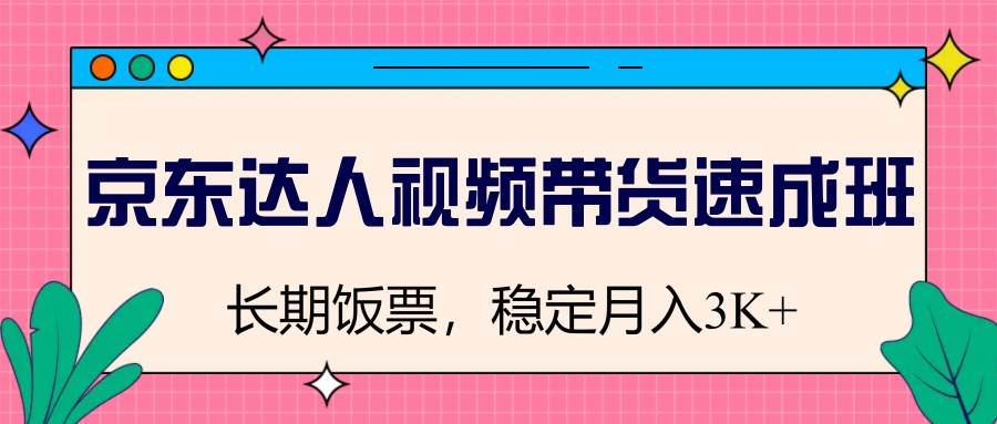京东达人视频带货速成班，长期饭票，稳定月入3K网赚项目-副业赚钱-互联网创业-独家轻创IP星泽云创