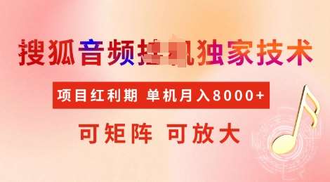 全网首发搜狐音频挂JI独家技术，项目红利期，可矩阵可放大，稳定月入8k【揭秘】网赚项目-副业赚钱-互联网创业-独家轻创IP星泽云创
