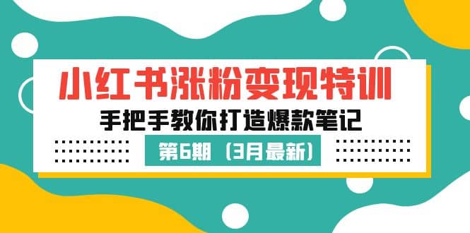 小红书涨粉变现特训·第6期，手把手教你打造爆款笔记（3月新课）网赚项目-副业赚钱-互联网创业-独家轻创IP星泽云创
