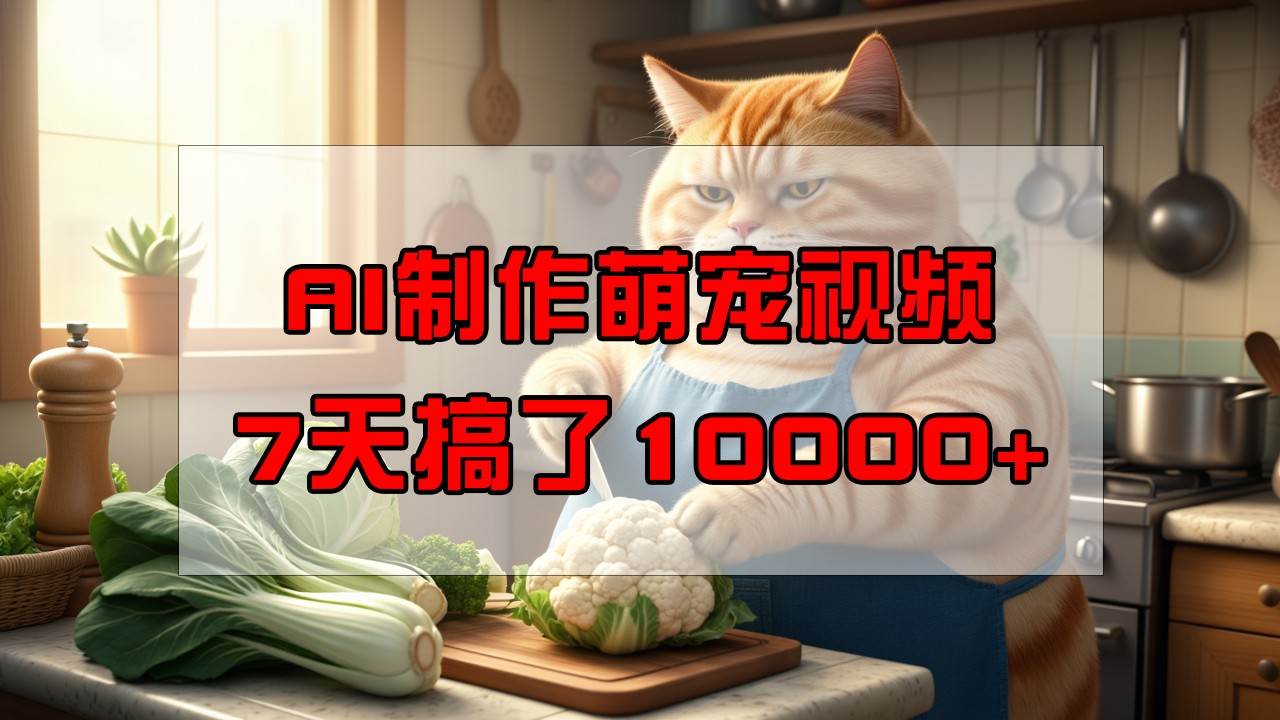 靠AI制作萌宠视频，7天搞了1万+，操作简单门槛低，有手机就行网赚项目-副业赚钱-互联网创业-独家轻创IP星泽云创