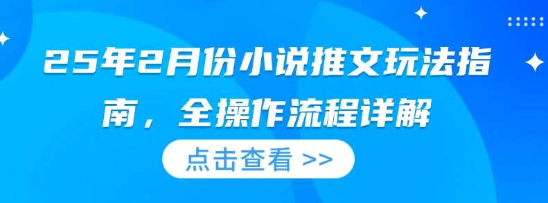 25年2月份小说推文玩法指南，全操作流程详解网赚项目-副业赚钱-互联网创业-独家轻创IP星泽云创