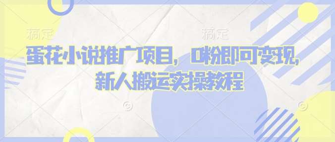 蛋花小说推文项目，0粉即可变现，新人搬运实操教程网赚项目-副业赚钱-互联网创业-独家轻创IP星泽云创