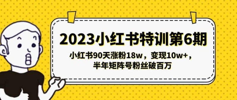 2023小红书特训第6期,小红书90天涨粉18w,变现10w+,半年矩阵号粉丝破百万网赚项目-副业赚钱-互联网创业-独家轻创IP星泽云创