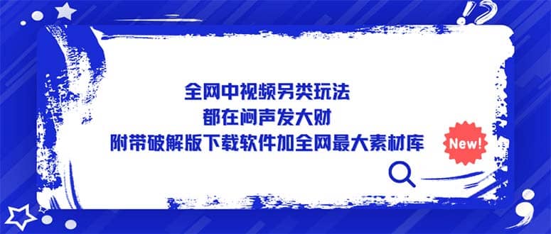 全网中视频另类玩法，都在闷声发大财，附带下载软件加全网最大素材库网赚项目-副业赚钱-互联网创业-独家轻创IP星泽云创