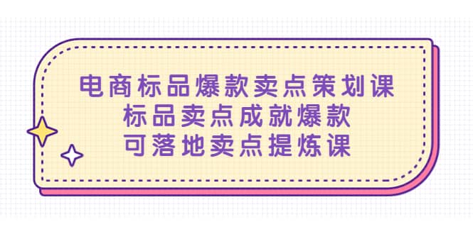 电商标品爆款卖点策划课，标品卖点成就爆款，可落地卖点提炼课网赚项目-副业赚钱-互联网创业-独家轻创IP星泽云创