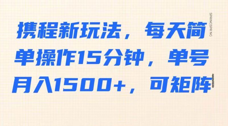 携程新玩法，每天简单操作15分钟，单号月入1500+，可矩阵网赚项目-副业赚钱-互联网创业-独家轻创IP星泽云创